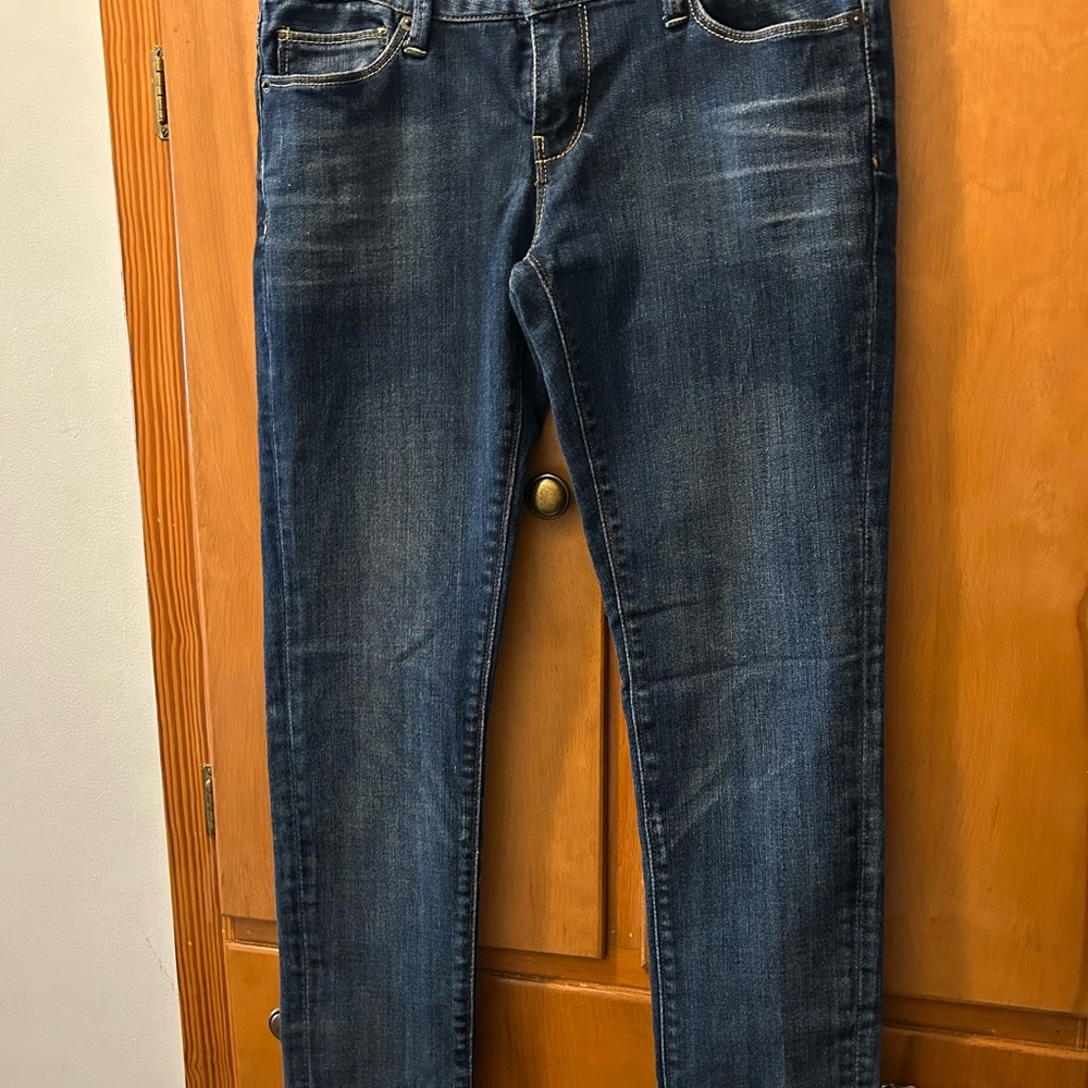 Blue Skinny Jeans with Faded Distressing